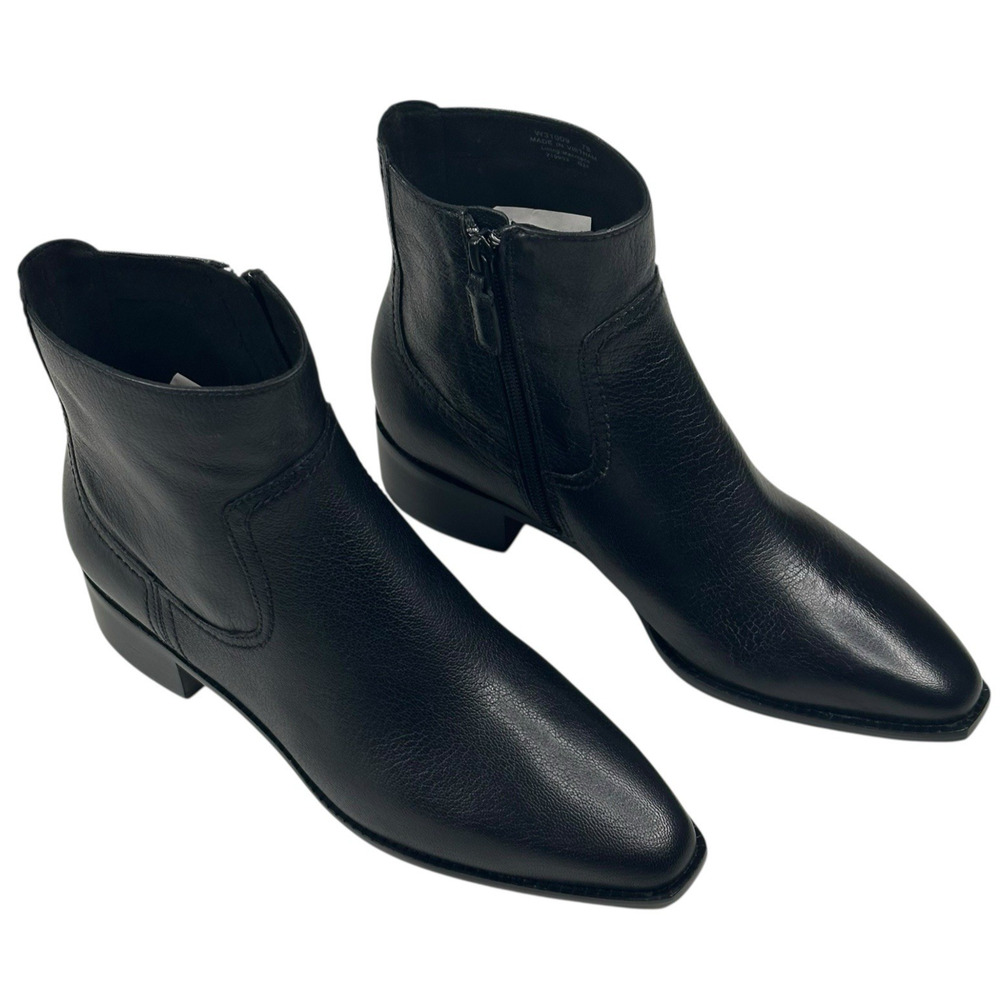 COLE HAAN Naia Black Leather Ankle Boots Womens Size 7B Side Zip New $200 L